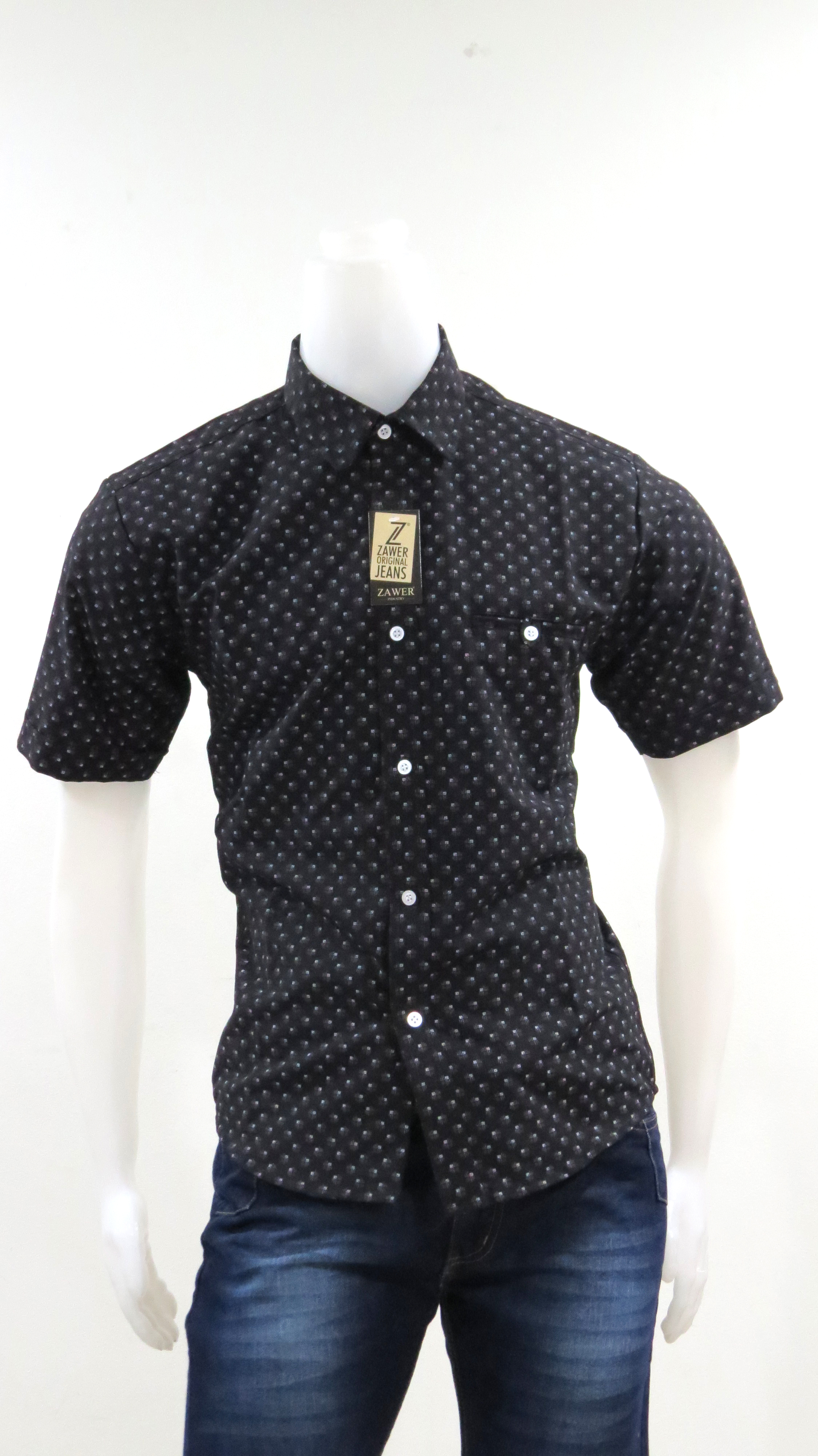 camisa MC negra cuadros